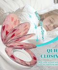 Fun Elongated Toilet Seat Resin for Bathroom Use with heart design in soft close position on toilet.