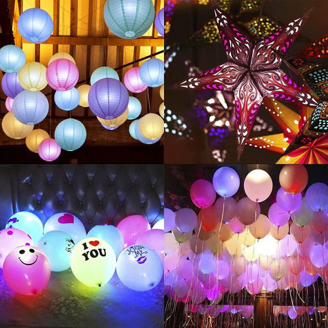 Colorful paper lanterns with Battery Operated Hanging LED Lights For Paper Lanterns Warm White 12 Pack Easy Clip On Indoor Outdoor