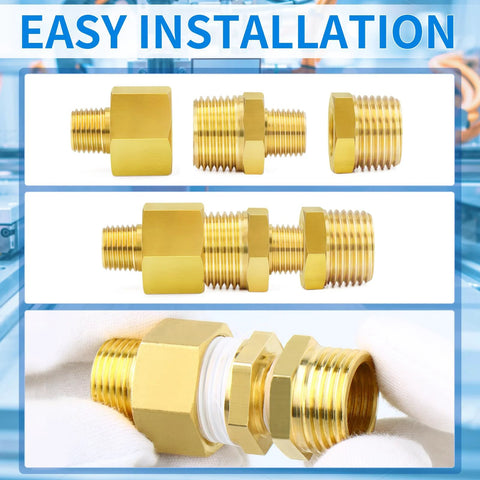 Brass pipe reducer hex bushing, 1/2 in NPT male to 1/4 in NPT female, 12-pack