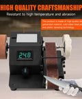 Built Tough Mini Belt Sander With Variable 350W Motor, Quiet Electric Grinder Sharpener For Wood Metal with display and knife.