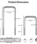 Stainless Steel Square Bend U Bolts Set With Nuts And Frame Plate For Boat Trailer Tube M10x70x200mm Heavy Duty sizes