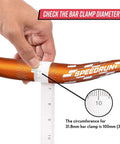 Speedrun Junior Mountain Bike Handlebar measurement with 31.8mm bar clamp diameter, showing 100mm circumference gauge.