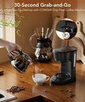 Compact 5 Cup Drip Coffee Maker With Programmable Timer, Two Hour Auto Power Off, Two Hour Keep Warm on kitchen counter