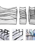 Three Pack Dope Underwear And Sock Storage Bins Made From Heavy Duty Nylon Grid Panels in various sizes for organized storage.