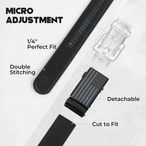 Dope Mens Leather Belt Ratchet Black Dress Belt With Automatic Slide Buckle For Men Easy Adjustable Everyday Wear