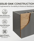 Solid oak construction of 80 Inch Double Sink Bathroom Vanity featuring moisture-resistant features and sleek modern design.
