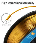Silk Gold PLA Filament 1Kg Spool 1.75mm High Detail Dimensional Accuracy 0.03mm Smooth Glossy Silk Finish for 3D printing