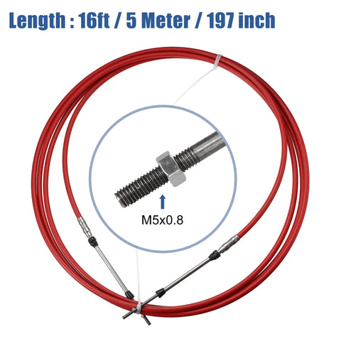 2 Pack 16Ft Marine Throttle Shift Remote Control Box Cable Red For Yamaha Honda Suzuki Nissan Tohatsu Chrysler Outboards