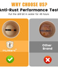 Anti-rust performance test comparing Heavy Duty 2 Inch Security Torx Bits Set S2 steel visibility in water.