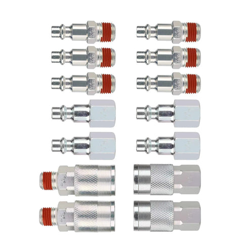 WYNNsky 14-piece 1/4'' NPT air fittings set with quick-connect couplers and plugs, chrome-plated metal