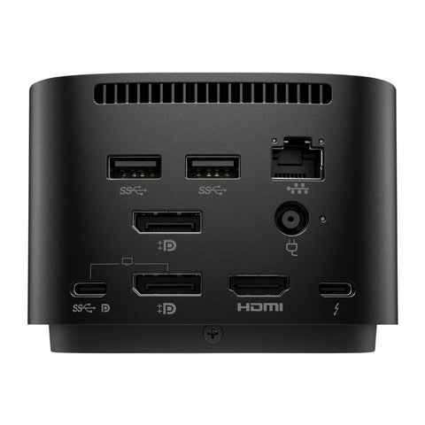 Close-up of Thunderbolt G4 Docking Station Powering Dual Monitors, USB-C And Hdmi Hub with multiple ports.