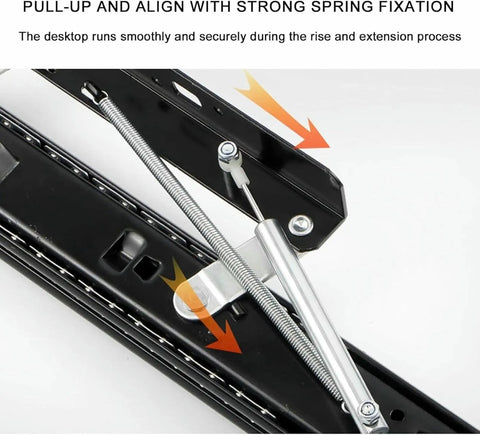 Heavy Duty Table Extension Slides That Glide Like Silk Hella Smooth Ball Bearing Rails, showing spring mechanism details.