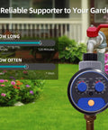 Sprinkler Water Timer For Outdoor Lawn And Garden, Programmable Hose Timer With Auto Manual Rain Delay attached to faucet