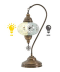 Turkish Swan Neck Mosaic Table Lamp Handcrafted Stained Glass Tiffany Style Bedside Desk Light With US Plug And E12 Socket