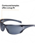 Virtua AP Safety Glasses with High Wrap Gray Lens Gray Frame Side Shields Lightweight All Day Comfort Under 1 Oz ANSI Z87 Certified
