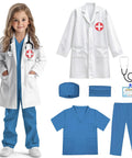 Kid Friendly Doctor Costume Set With Lab Coat Scrubs Real Stethoscope 7 Piece Dress Up Kit For Boys And Girls Halloween Costumes Career Day Ready Realistic Medical Play