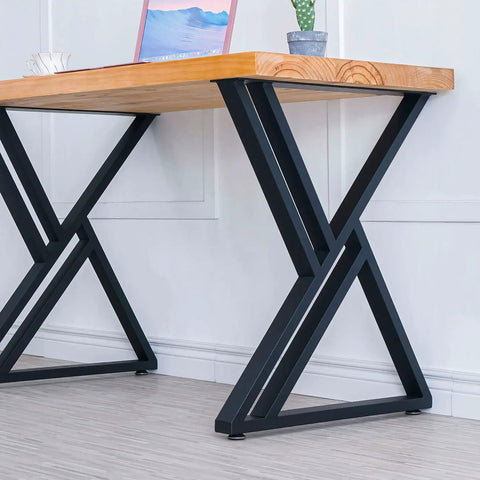 Two Pack Beefy Heavy Duty Metal Desk Legs 28 Inch High 20 Inch Wide Matte Black Wrought Iron Tubes For Modern Industrial Kitchen Office Computer Desk Table Built To Last under a wooden table