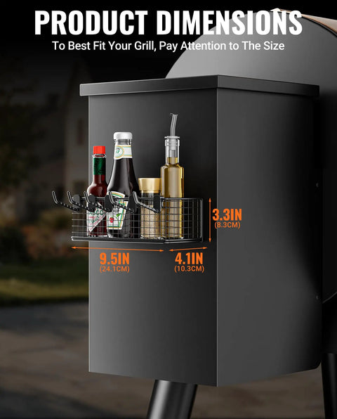 Magnetic Storage Bin For Grills And Pellet Smokers, Heavy Duty Magnetic Organizer That Snaps Right Onto The Grill Hopper
