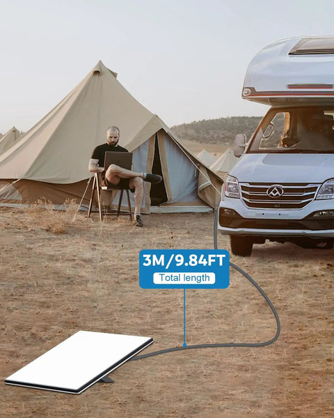 Ride Ready Starlink Mini Car Charger With 10 Feet Cigarette Lighter Cord And Live Voltmeter To Juice Up Phones On Long Haul Drives For Trucks Rvs Vans And Boats So You Can Hit The Road Without Hassle with 9.84ft cable at campsite.