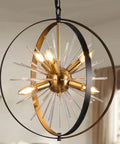 Gold And Black 6 Light Sputnik Globe Chandelier With Rotatable Spheres For Foyer Dining Living Room Bedroom And Kitchen Island Dope Retro Orb Pendant Lighting Fixture