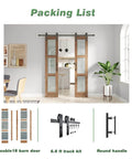 Double 18 By 84 Inch Glass Barn Doors With 36 Inch Opening, 6.6 Ft Beefed-Up Hardware Kit And Handle Included, installed view