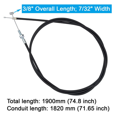 Universal Throttle Cable For Go Karts Dirt Bikes Mini Bikes And Gas Scooters, 75 Inch Long, Fits 90cc To 250cc Engines, Works With Yerf Dog Black Widow Kandi GKA Go Kart Models, Durable Three-Eighths Inch Barrel Cable