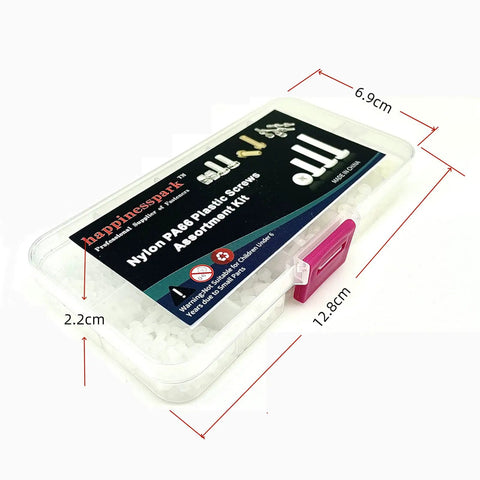 All In One Nylon PA66 White Metric Phillips Pan Head Screws Set 500Pcs M2 To M2.6 With Plastic Storage Box For Electronics Repair DIY Assorted Hardware Kit