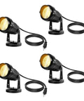 4-pack 5W 110V Outdoor Landscape Spotlight Kit IP65 Waterproof Warm White 3000K with 5ft Cable and Spike Included