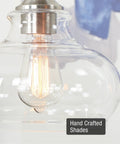 Close-up of Clear Schoolhouse Glass Pendant Shade Replacement 9 Inch by 6 Inch for Pendant Lights Modern Chandelier
