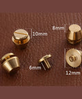 Top Shelf Solid Brass Nailhead Studs With A Killer Gold Shine Featuring No Fuss Flat Head Screw Back Rivets Made For Heavy Duty Leather Handbag Fixes And Smooth Diy Craft Projects That Truly Deliver, showing size options.