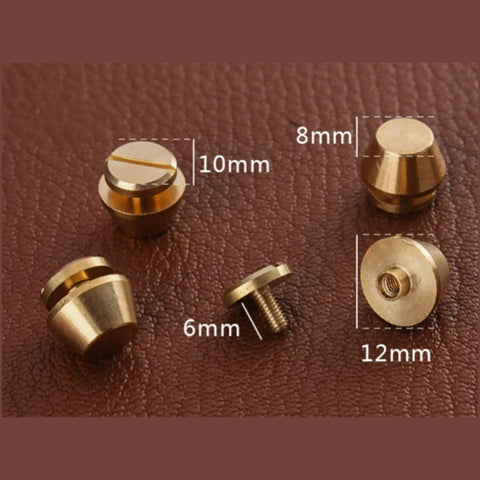 Top Shelf Solid Brass Nailhead Studs With A Killer Gold Shine Featuring No Fuss Flat Head Screw Back Rivets Made For Heavy Duty Leather Handbag Fixes And Smooth Diy Craft Projects That Truly Deliver, showing size options.