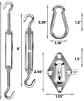 80 Piece Shade Sail Hardware Kit For 6 Inch Components, Ideal For Triangle Or Rectangle Sun Shade Sail Installations, 304 Stainless Steel parts dimensions