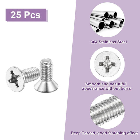 Heavy Duty Pack Of Twenty Five Size Number Twelve Twenty Four By Half Inch Phillips Pan Head Machine Screws Crafted From Top Shelf 304 Stainless Steel for drywall repair.