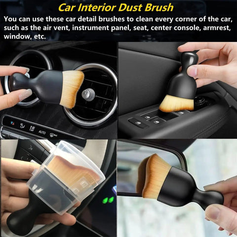 Car Interior Dust Brush for cleaning vents, panels, and surfaces; ergonomic design with soft bristles for effective detail.