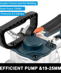 Close-up of Heavy Duty Pneumatic Strapping Tool For PP And PET Bands, showcasing handle and pump for 19-25mm bands.