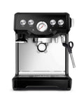 Premium Home Barista Espresso Machine With Manual Microfoam Milk Texturing 1650 Watt Rapid Steam Wand Volumetric Shot Control Black Sesame Finish front view.