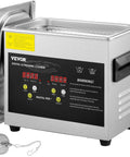 Pro Grade Heavy Duty 3 Liter Digital Ultrasonic Cleaning Bath With Adjustable Heater And Auto Timer, stainless steel design.