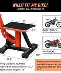 Heavy-Duty Dirt Bike Stand With 1200 Lbs Hydraulic Lift, Safety Lock, And Foot Pedal Operation For Easy Maintenance And Repair Of Motorcycles