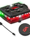 Micro Series Hands Free LED Safety Light With Red Front And Green Rear Beacons Rechargeable Magnetic Wearable Light For Dog Walking Cycling Camping And Kayaking Ultra Bright And Highly Visible For Miles, showing full set with USB charger.