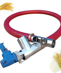 Heavy-Duty 1500W Screw Conveyor With 60-Inch Reach showcasing flexible red hose and metal auger for bulk material transfer.