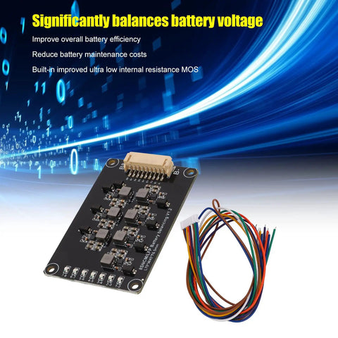8S Inductive Balancer For Lithium Battery Packs Featuring A 1.2 Amp Chip, PCB with wires, balances battery voltage, enhances performance.