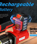Loschen Cordless Rebar Chain Cutter Portable Electric Hydraulic Tool For Cutting Metal Chains Locks And Steel Cables Up To 10mm With Li Ion Battery Included Versatile Handheld Device for recharging battery design.