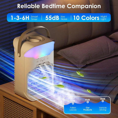 Chill Anywhere With This Dual Nozzle Portable Evaporative AC With Remote 3 Speeds Timer 70 Degree Airflow 1600ML Tank Mini Air Conditioner