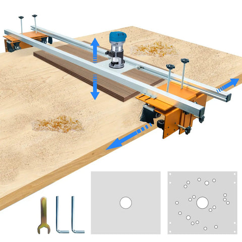 58 Inch Router Sled For Flattening Slabs, 3 Axis Adjustable High Precision Slab Flattening Router Jig For Woodworking setup shown