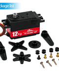 Beefed Up 12Kg Low Profile Digital Servo With Waterproof Full Metal Gear, Ultra High Speed 0.09 To 0.12 Sec Per 60 Degrees, 4.8 To 7.2V, 180 Degree Sweep, TD-9512MG with accessories