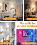 Wireless Battery Operated Wall Sconces Set Of 2 With Peel And Stick Indoor Lights No Wiring Nonsense Needed Super Bright Renter Friendly Home Decor Upgrade Package in warm white and RGB color settings.