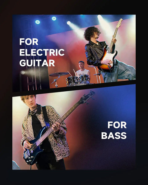 Musicians on stage using Chromatic Guitar Tuner Pedal DT1 With Pitch Indicator For Electric Guitar And Bass True Bypass.