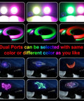 Dual Port Fiber Optic Light Kit For Cars And Homes With RGBW Sound Activated Heads, various light colors and ceiling effects.