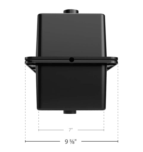 Badass Vented RV And Marine Battery Box Fits Group 24 Battery With A Tight Fit Lid For Rock Solid Protection and hose ports, measuring 9 5/8" x 7".