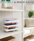 Stacked 7 Inch Clear Hard Shell Zipper Case Set With Double Zippers, Transparent Storage Pouches on shelf for organization